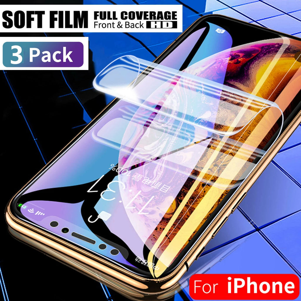 Screen/Lens Protector for Iphone 13 6.1 Inch 2021, [3 Pack] Front & Back Hydrogel Film Bubble Free Screen Protector + [3 Pack] Clear Tempered Glass Camera Protector