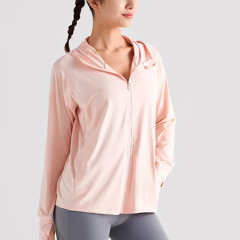 New Ice Silk Sunscreen Jacket For Women Upf50+Thin Cool And Breathable Top UV Resistant Outdoor Hoodie