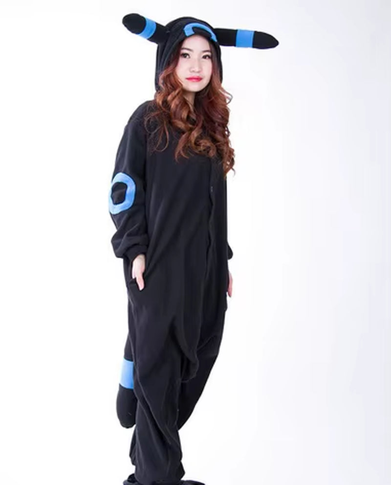 Kigurumi Cartoon Pajamas Black Umbreon Onesies Adult Pyjama Cosplay Costume Sleepwear Pijama Masculino