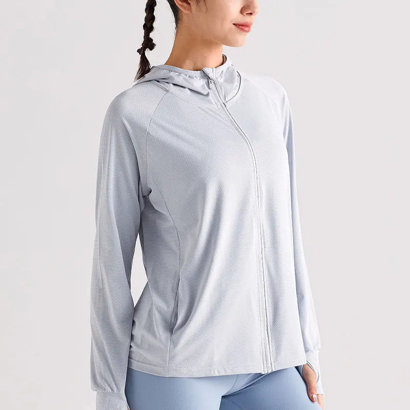 New Ice Silk Sunscreen Jacket For Women Upf50+Thin Cool And Breathable Top UV Resistant Outdoor Hoodie