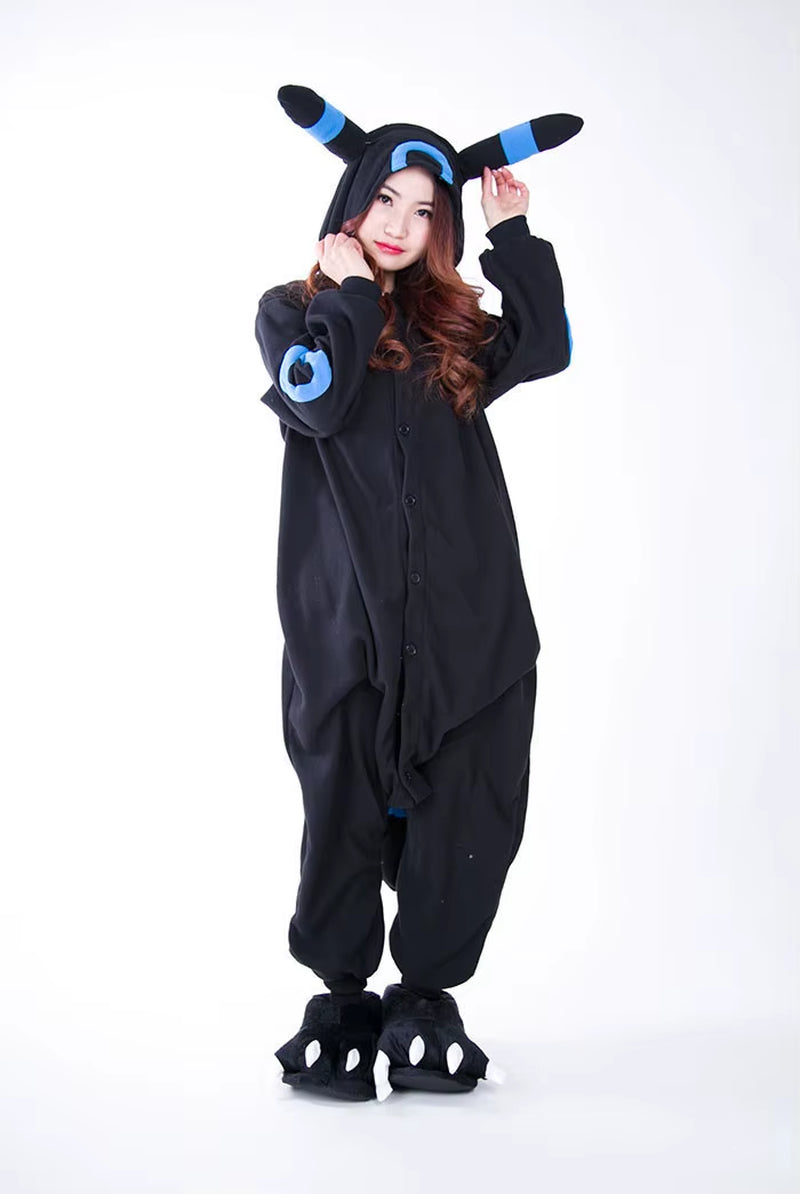 Kigurumi Cartoon Pajamas Black Umbreon Onesies Adult Pyjama Cosplay Costume Sleepwear Pijama Masculino