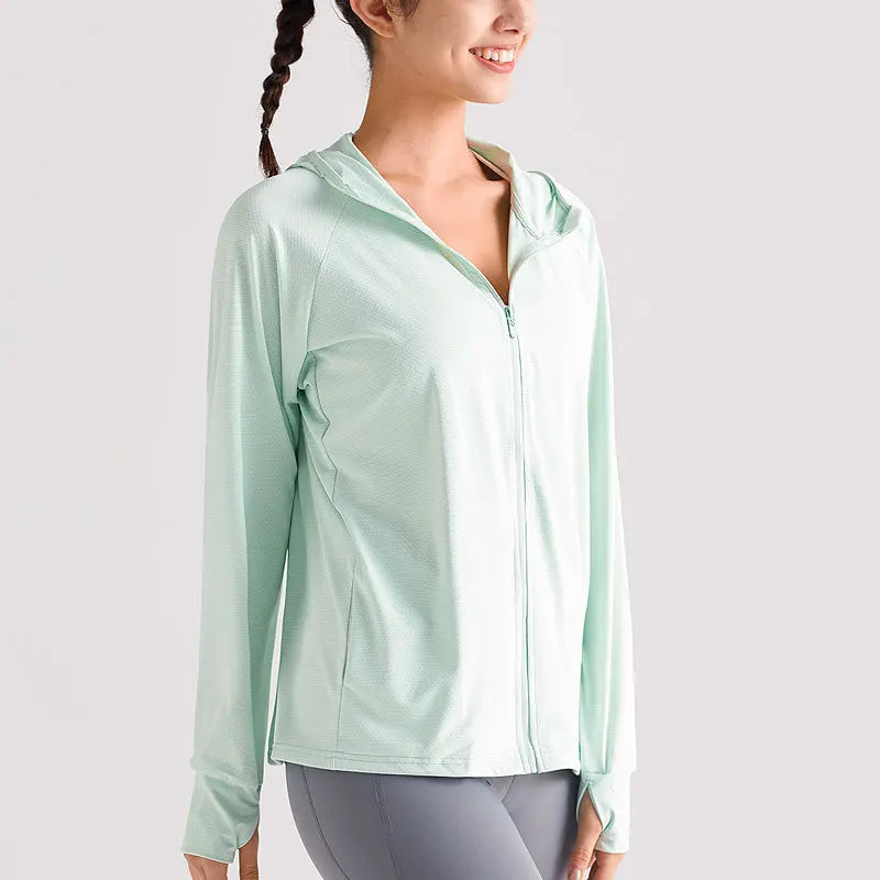 New Ice Silk Sunscreen Jacket For Women Upf50+Thin Cool And Breathable Top UV Resistant Outdoor Hoodie