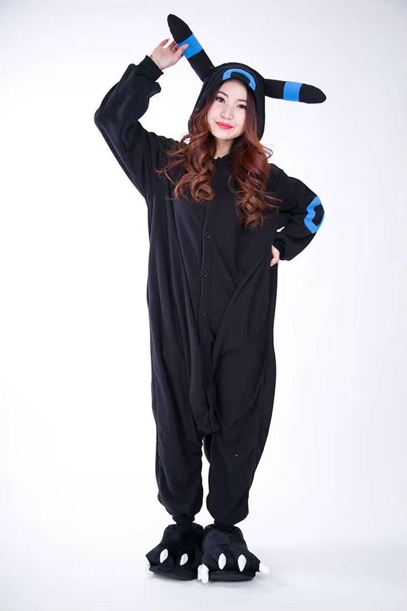 Kigurumi Cartoon Pajamas Black Umbreon Onesies Adult Pyjama Cosplay Costume Sleepwear Pijama Masculino