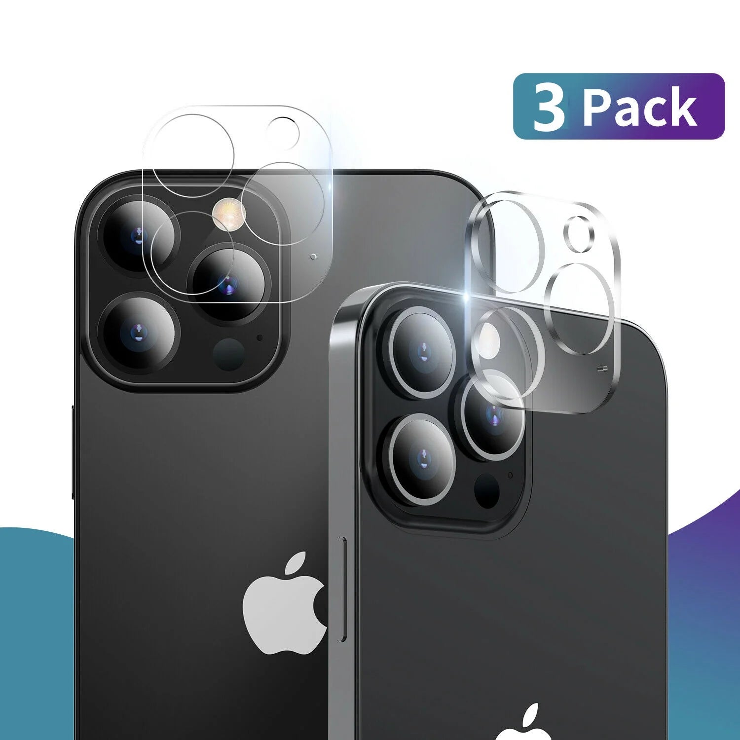 Screen/Lens Protector for Iphone 13 6.1 Inch 2021, [3 Pack] Front & Back Hydrogel Film Bubble Free Screen Protector + [3 Pack] Clear Tempered Glass Camera Protector