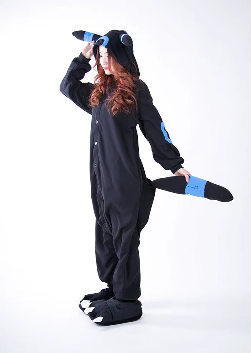 Kigurumi Cartoon Pajamas Black Umbreon Onesies Adult Pyjama Cosplay Costume Sleepwear Pijama Masculino
