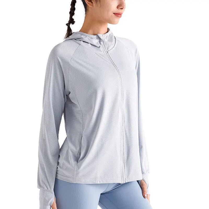 New Ice Silk Sunscreen Jacket For Women Upf50+Thin Cool And Breathable Top UV Resistant Outdoor Hoodie