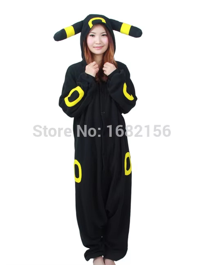Kigurumi Cartoon Pajamas Black Umbreon Onesies Adult Pyjama Cosplay Costume Sleepwear Pijama Masculino