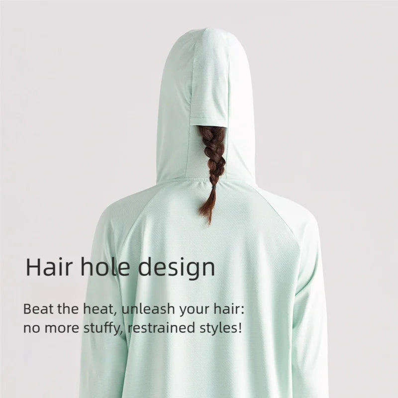 New Ice Silk Sunscreen Jacket For Women Upf50+Thin Cool And Breathable Top UV Resistant Outdoor Hoodie