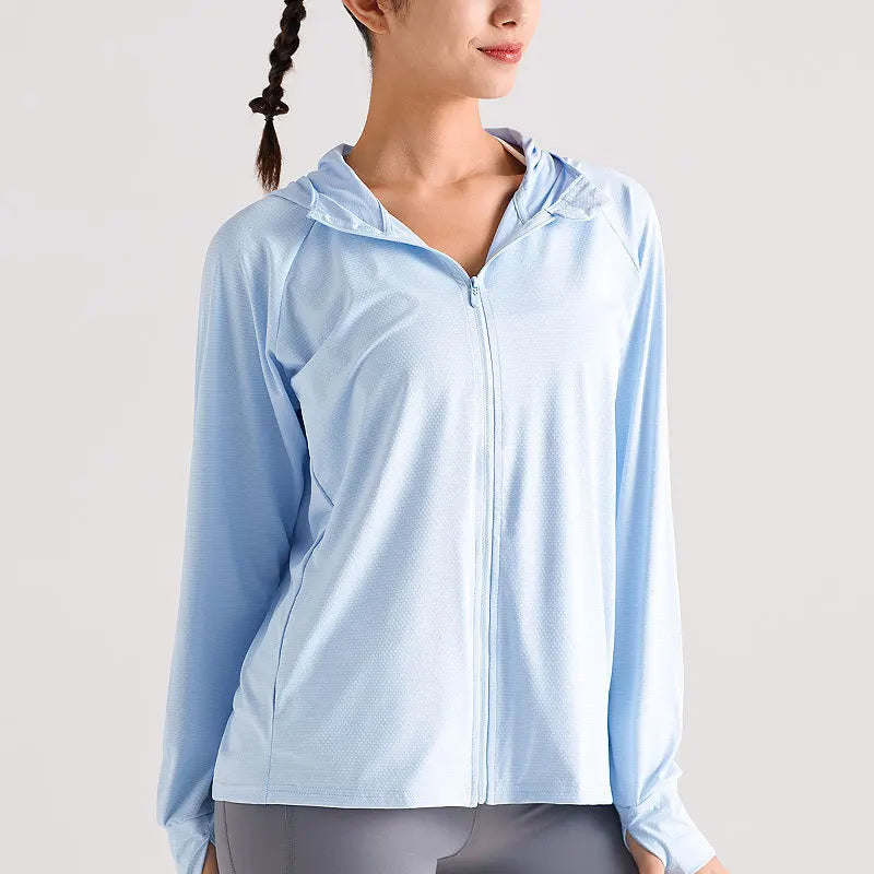 New Ice Silk Sunscreen Jacket For Women Upf50+Thin Cool And Breathable Top UV Resistant Outdoor Hoodie