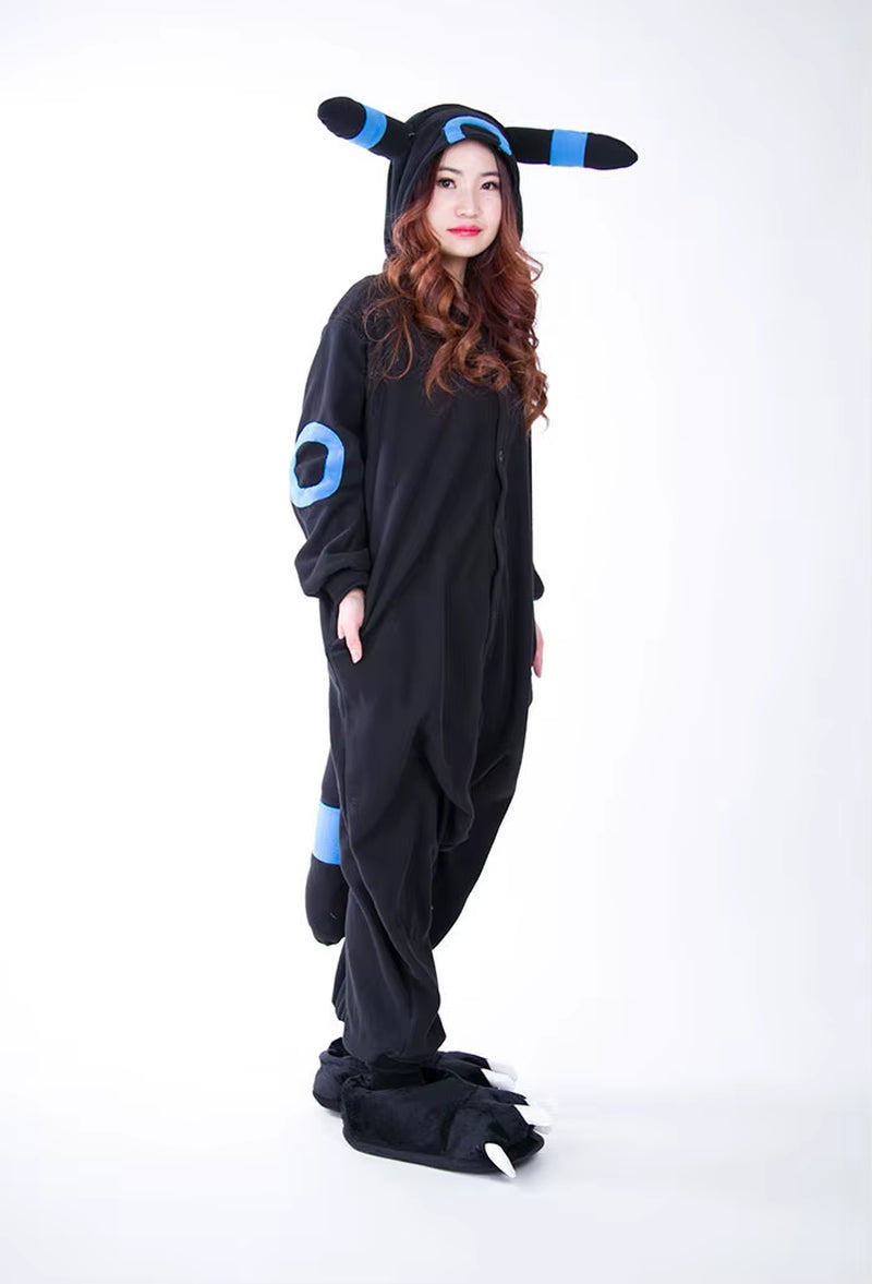 Kigurumi Cartoon Pajamas Black Umbreon Onesies Adult Pyjama Cosplay Costume Sleepwear Pijama Masculino