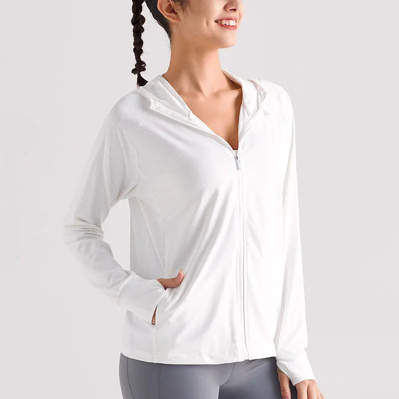 New Ice Silk Sunscreen Jacket For Women Upf50+Thin Cool And Breathable Top UV Resistant Outdoor Hoodie